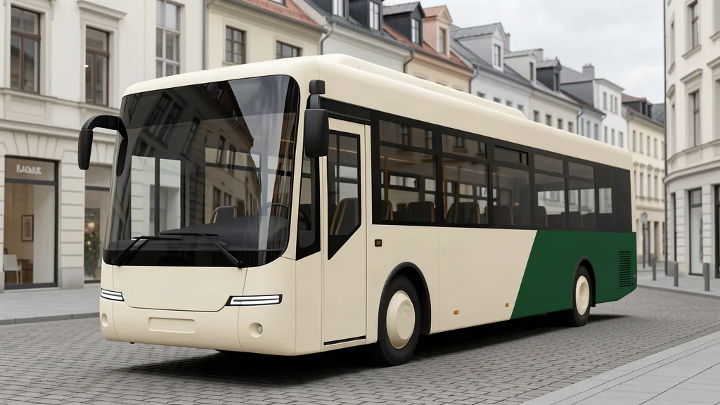 Koncepční kompaktní nízkopodlažní elektrobus v evropské městské ulici